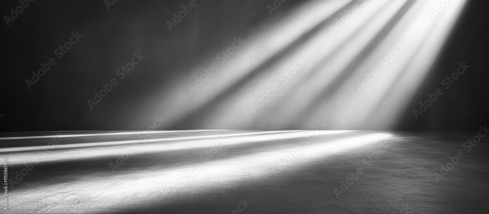 Poster abstract empty concrete room with natural light creating gray tones and soft shadows ideal for minim