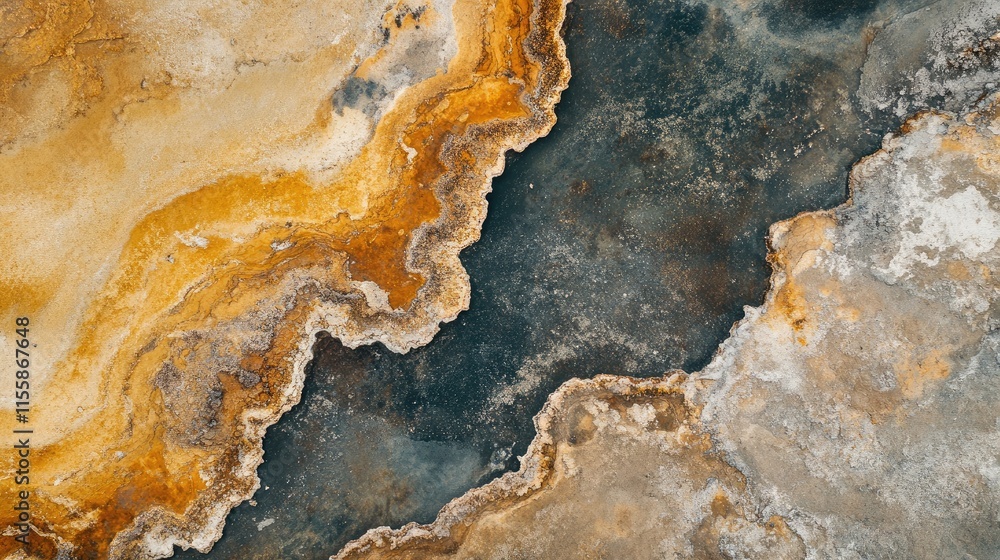 Poster aerial view of colorful natural textures with space for custom text and creative designs in earthy t