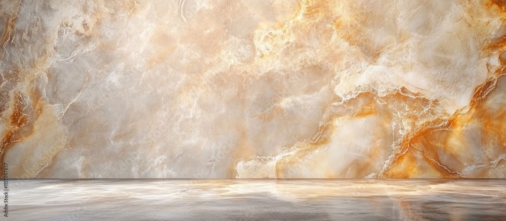 Poster bright abstract studio space with polished concrete floor and wall backdrop ideal for showcasing pro