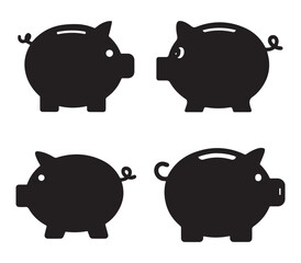 piggy bank set vector on white background 