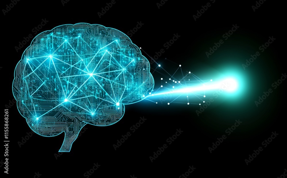Poster stock market and big data analysis. machine learning depicted by a circuit board. exploration of dee