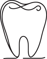 Tooth Icon Line Art on White Background Sleek Dental Concept Design