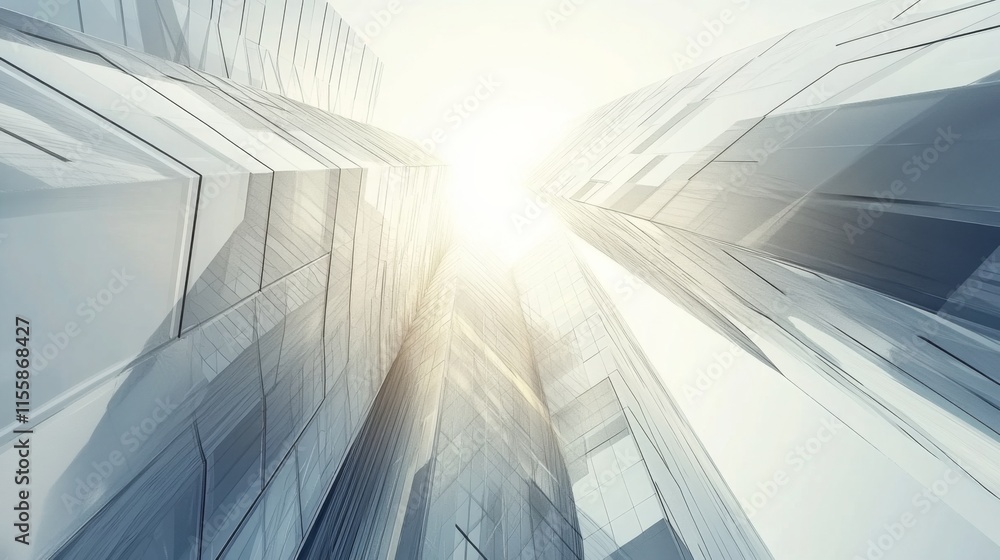 Poster futuristic transparent architecture in dynamic perspective