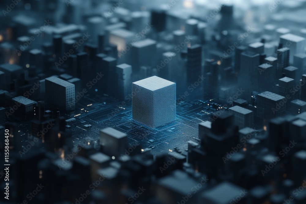 Poster this 3d render captures ai stock technology, highlighting a cpu central processor unit and chipset o
