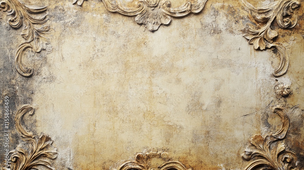 Poster antique textured background with ornate frame design and blank space for custom text placement in vi