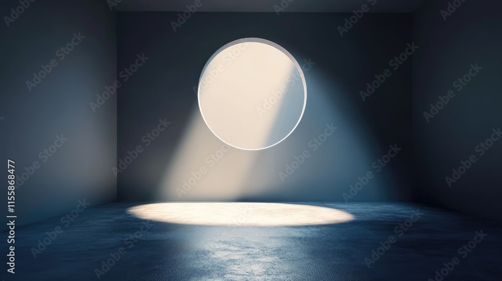 Poster aesthetic room with circular light gradient and empty space for text or design elements in modern in