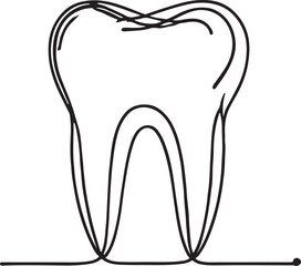 Tooth Icon Line Art on White Background Sleek Dental Concept Design