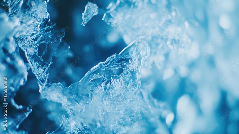 Aufkleber blue ice crystal texture with blurred snowflakes ideal for winter celebration concepts and design pr