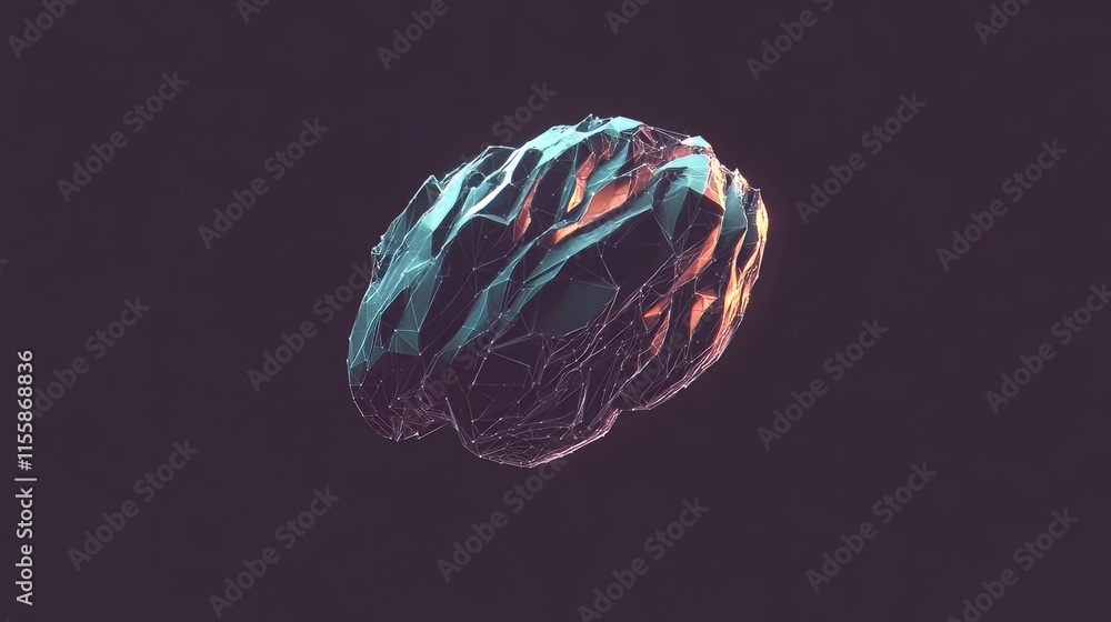 Poster in a futuristic tech setting, a 3d rendered image captures brain ai connecting to a network, featuri
