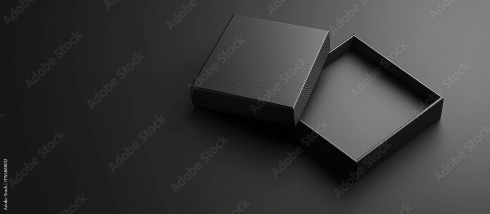 Poster 3d black box mockup for product display with empty space for custom text and branding elements on a 