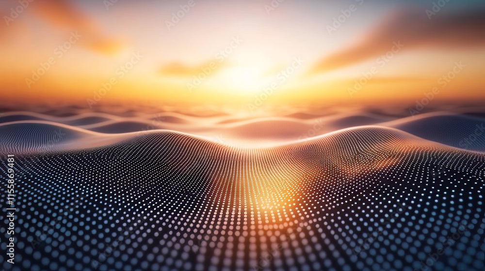Poster Visualization of Big Data. Information shown as a High Tech Futuristic Particle Network. Abstract background. 3D render
