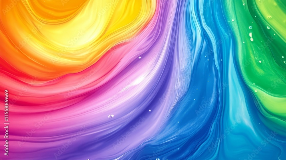 Poster vibrant psychedelic rainbow liquid background featuring colorful swirls and fluid patterns