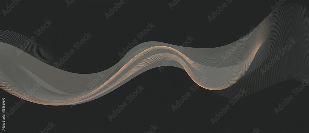 Poster moving dots in an abstract wave. particle flow visualization. cyber technology portrayal. 3d renderi