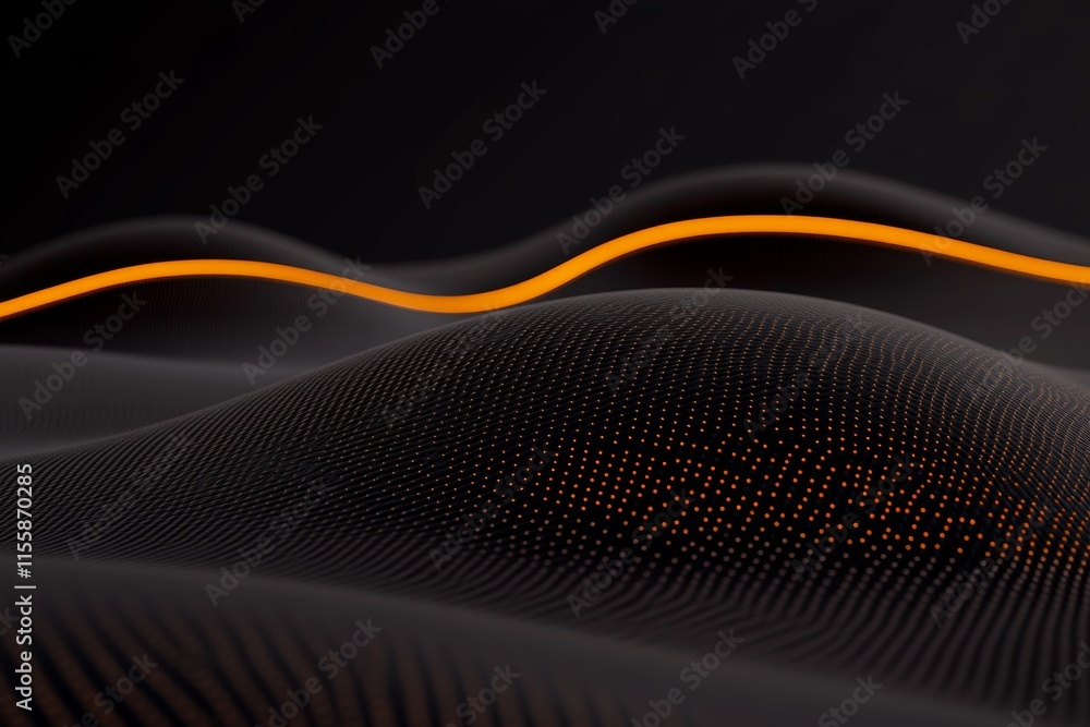Poster dynamic wave line trails in a rainbow of hues are set against a black background, capturing an abstr