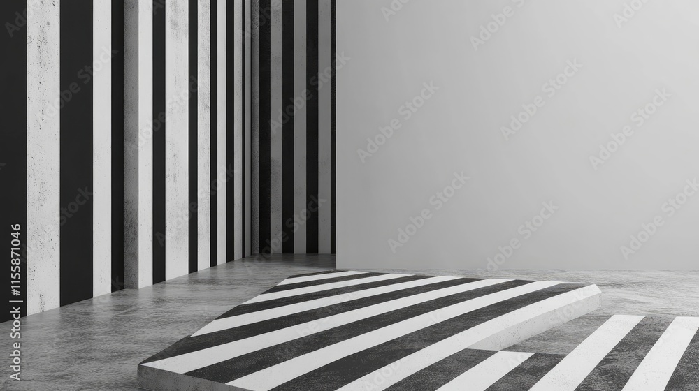Poster monochrome geometric wallpaper with striped patterns creating a minimalistic background for text or 