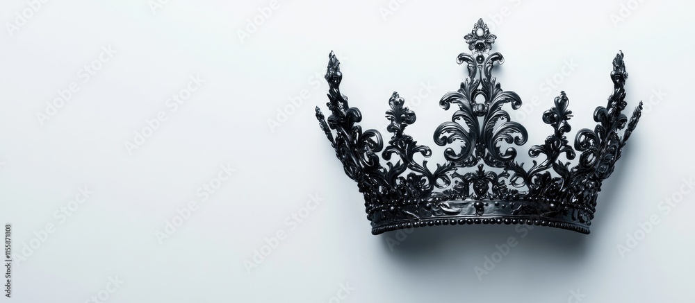 Poster elegant black crown on white background with ample space for custom text and design elements