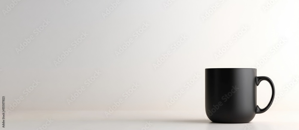 Poster minimalist black cup mockup on a white background ideal for text placement and branding solutions wi