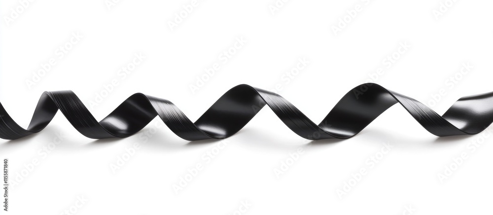 Aufkleber curved black ribbon wave on white background with generous copyspace for text or design elements