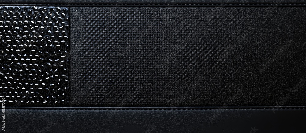 Poster textured black leatherette background with sequin detail and blank space for custom text or branding