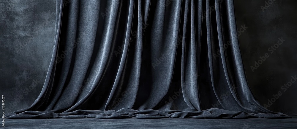Poster elegant black fabric and curtain texture providing ample copyspace for text display in a sophisticat