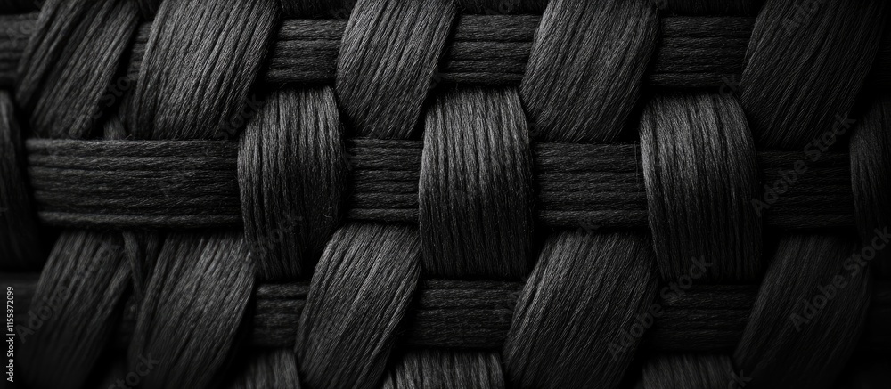 Poster black woven fiber background textile texture with empty space for text on dark surface ideal for bra