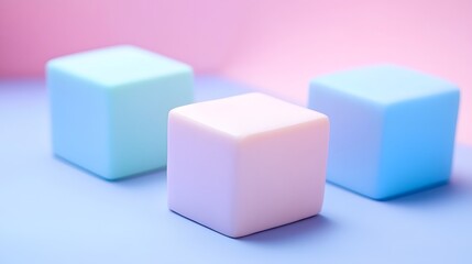 Obraz premium Pastel Cubes Arranged on a Light Blue Surface