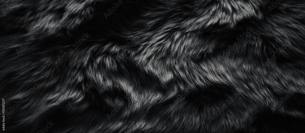 Poster luxurious black fur texture background symbolizing warmth and comfort with ample space for custom te