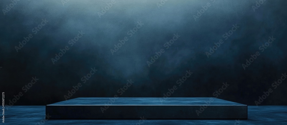 Poster modern empty stage with cement floor and dark blue background ideal for text or product display in a