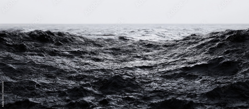 Poster dark choppy ocean surface on gloomy day with space for text and design elements