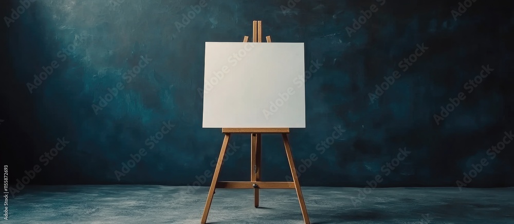 Aufkleber minimalist black easel displaying a blank canvas on a dark gray backdrop ideal for showcasing artwor