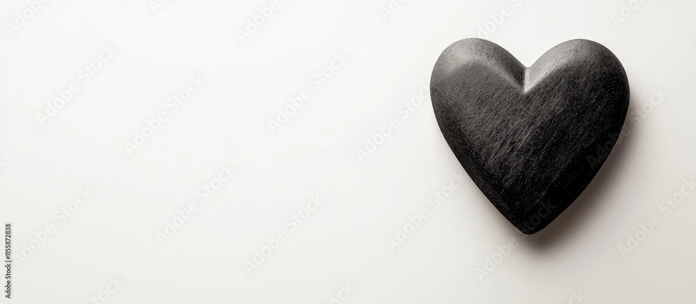 Poster black heart symbol isolated on white background minimalist design with ample negative space for text