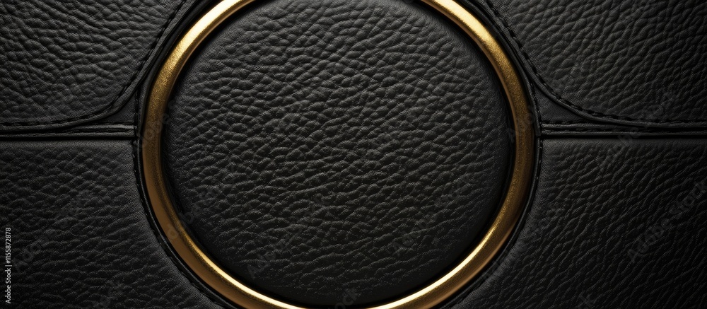Poster black leather background with accent circle texture and space for text or branding in elegant dark t