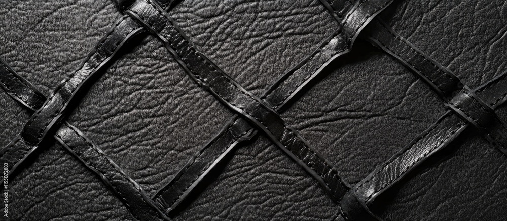 Poster elegant black leather texture with laces creating a modern backdrop for text or design elements in a