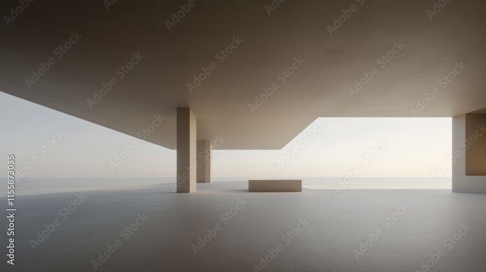 Poster modern architecture with panoramic ocean views