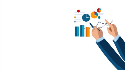 Fototapeta premium A business meeting in progress, with a presenter pointing at a growth chart on a projector screen