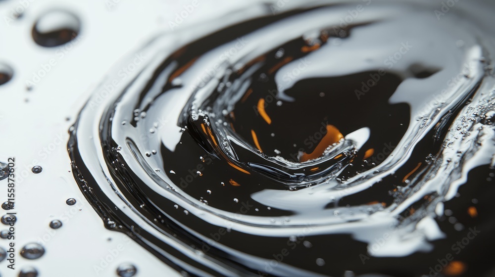 Poster thick viscous obsidian liquid close up with bubbles and smooth texture ideal for text overlay or pro