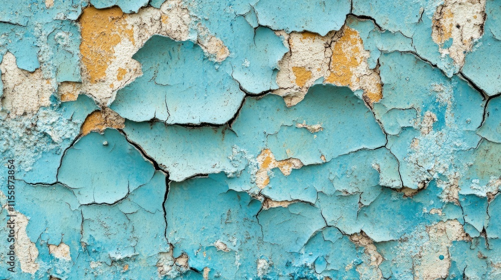 Poster textured blue wall with cracked paint and rough uneven surface featuring empty space for text and gr
