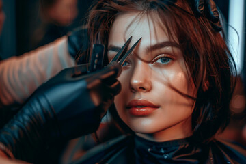 AI generated photo of woman in a hairdressing salon does her hair