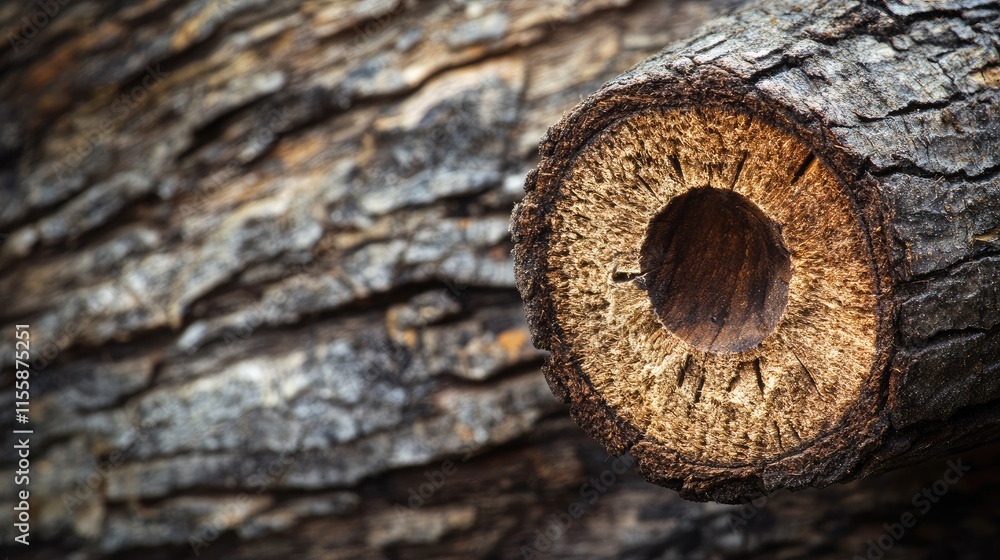 Poster close up of native australian wood branch end showcasing natural texture and empty space for creativ
