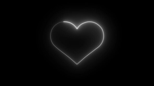 Glow Heart Shape Beating Flat Design Animation . Love Heart Shape Animation .