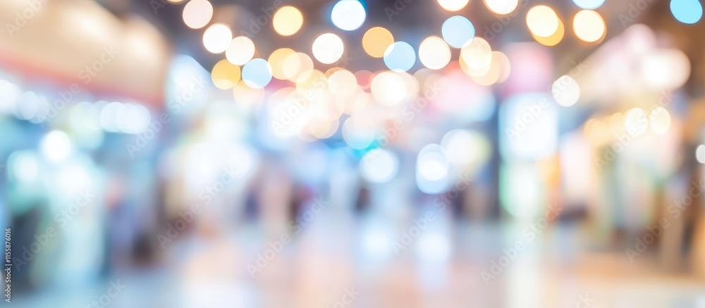 Poster blurred bokeh background with soft colorful lights and copy space for text in an elegant fashion set