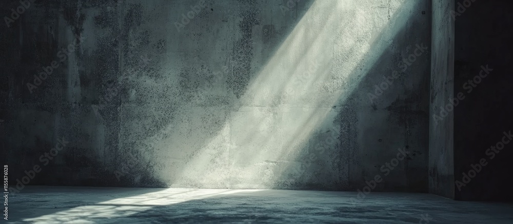 Aufkleber abstract empty concrete interior with natural light casting shadows on the floor ideal for showcasin