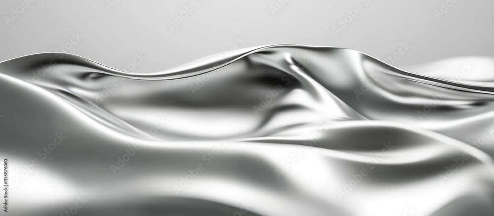 Poster elegant silver gradient metallic texture with wavy folds and smooth surface ideal for creating backg