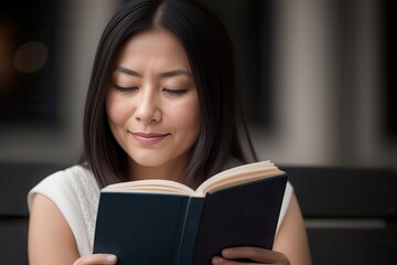 woman reading book