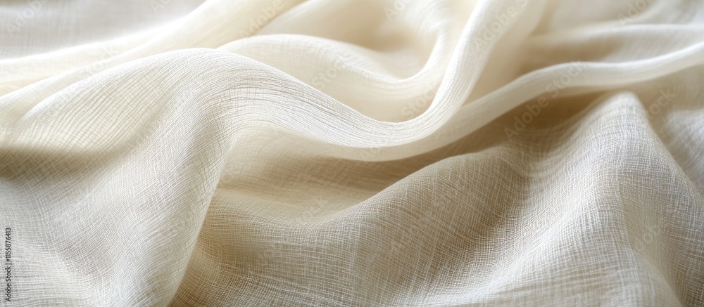 Poster aerial view of textured light fabric showcasing delicate ridges and soft light with shallow depth of