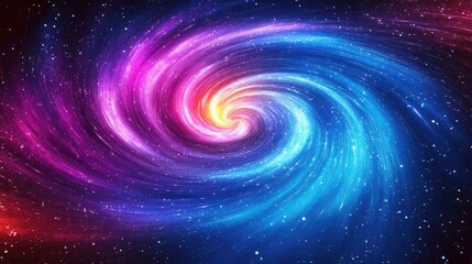 Fototapeta premium Vivid Cosmic Vortex: Dynamic Twisted Lines and Colorful Swirls in an Abstract Galactic Scene with Falling Stars