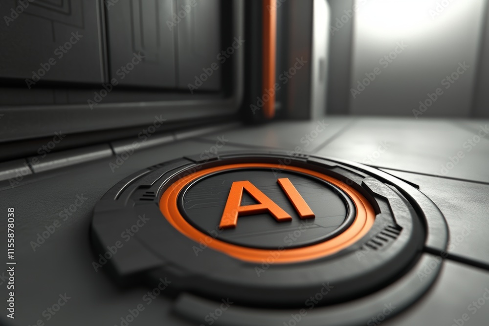 Poster a concept blending electronics and technology is captured in a 3d rendering of a glowing ai stock te