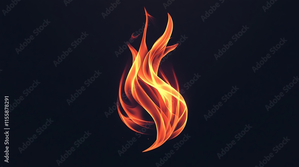 Poster generate an image of a stylized flame with intricate, sharp lines and fluid gradients