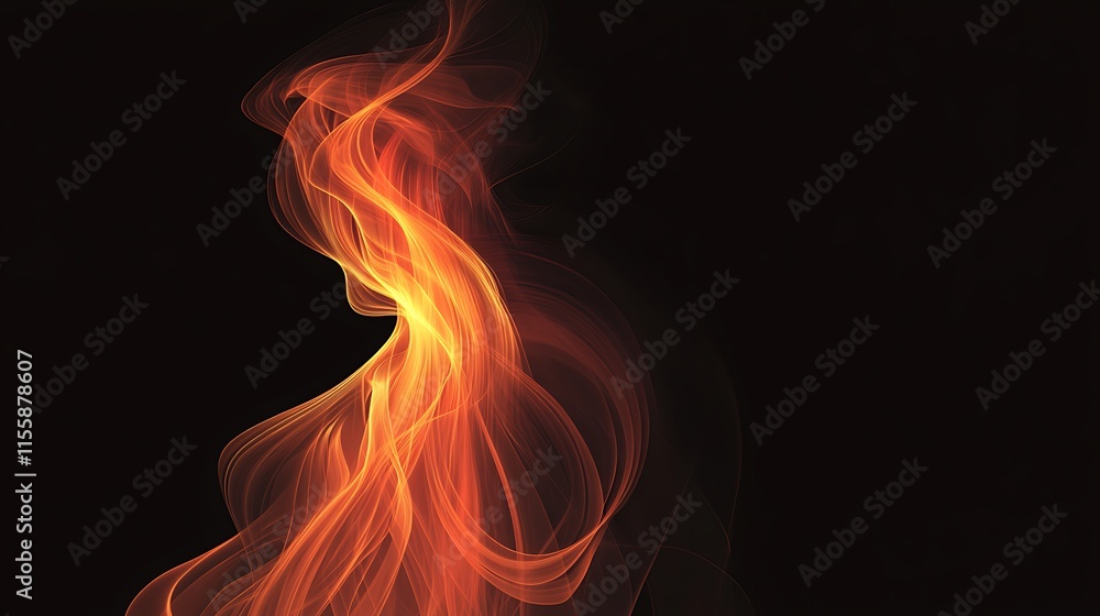 Poster generate an image of a stylized flame with intricate, sharp lines and fluid gradients