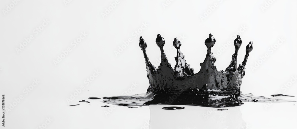 Poster elegant black crown splash on white background with ample copyspace for custom text and design eleme